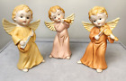 Homco Angels Cherub Band Playing Instruments 3 Bisque Porcelain Figures 6" Vtg