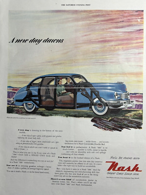 1947 Nash Automobile Kelvinator Corp Detroit New Day Dawns Ahead VTG Print Ad