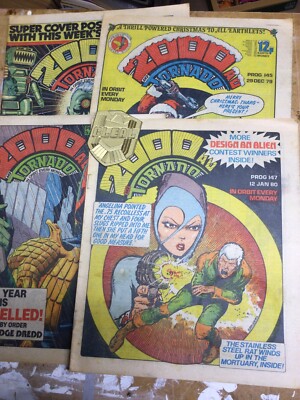 2000AD Comic prog 144 To 147 Judge Dredd Strontium Dog 1980 Merged Wt Tornado