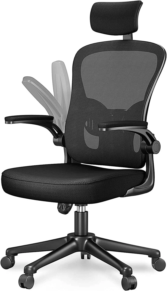 Ergonomic Office Chair with Lumbar Support and Headrest, Swivel Desk Chair  with Armrests, White