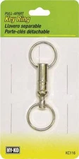 Hy-Ko KC116 Pull Apart Carded Key Ring, Metal, Silver