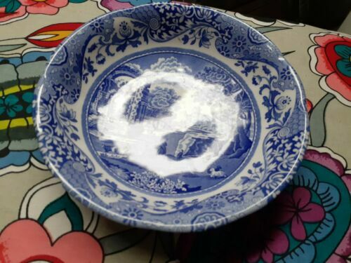 Spode Blue Italian 9" Pasta Bowl – Fine Earthenware, Microwave & Dishwasher Safe, Floral Design