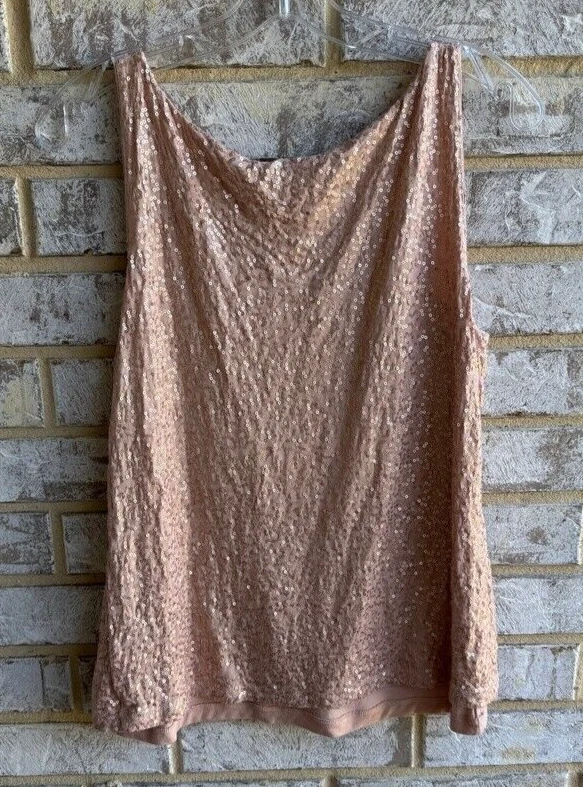 Talbots Sleeveless Lined Scoop Neck Sequin Tank Top Women's Size L - Image 2 of 4