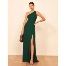Reformation green emerald one shoulder Evelyn maxi gown size 4