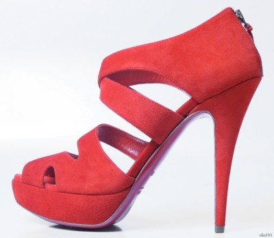 Prada Miu Miu Shoes Prada MIU MIU 38 Black Patent Open Toe Slingbacks Metal Wedge High  Heels