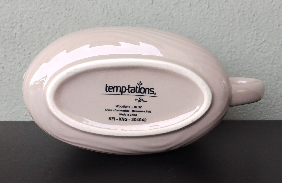 TEMPTATIONS WOODLAND TAUPE / BEIGE GRAVY SAUCE BOAT NEW eBay