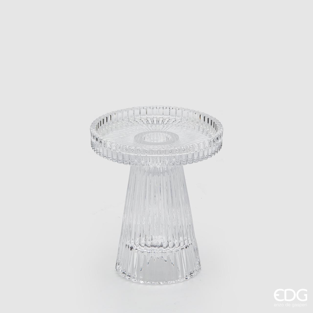 Edg Portacandela Cono In Vetro Rigato 2 Funzioni Portatealight