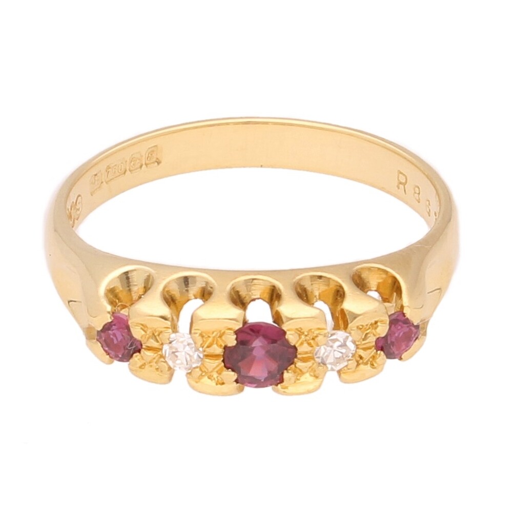 18Carat Yellow Gold Ruby & Diamond Eternity Ring (Size O) 4mm Wide