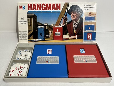 Hangman MB Classic Word Game 2 Player Complete Long Box