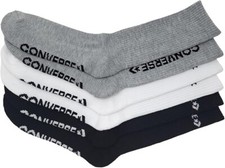 3 Pack CONVERSE Women's Half Cushion Crew Socks Size 4-10 White/Black/Light Grey