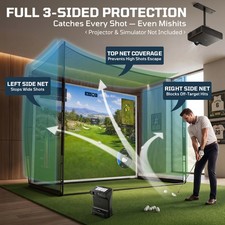 Golf Simulator Enclosure 10x8x6FT Golf Practice Net w/ Impact Screen Steel Frame