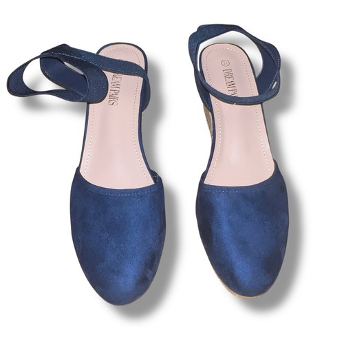 Dream Pairs scarpe donna tacco zeppa espadrillas punta blu cinturino alla caviglia taglia 11 - Foto 12 di 12