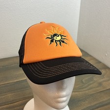 Urban Outfitters UO Icon Sun Yin Yang Snapback Orange Black Trucker Hat (HT2)