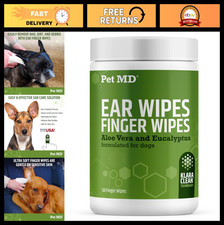 Pet Ear Cleaning Wipes with Aloe Vera Eucalyptus Oil 50 Count, Vet Approved