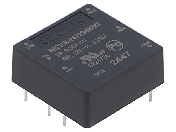 REC10K-2412SAW/H2 Wandler: Dc/Dc 10W Ueing: 9-36VDC Uausg: 12VDC Iausg: 833Ma Re-image