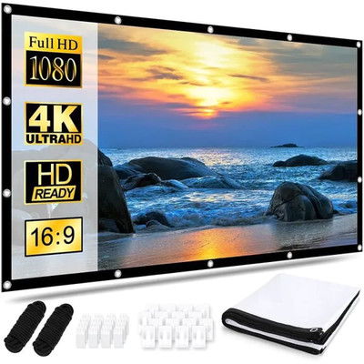 VINSIC Projektionsleinwand 120'' 16:9 HD 4K Faltbar Anti-Falten Doppelseitig...