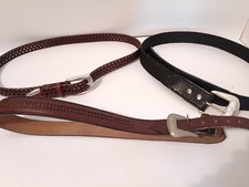 Vintage Lot of 3 Tooled Leather/ Horse Hair Levi's, Fossil Belts Western Size 34