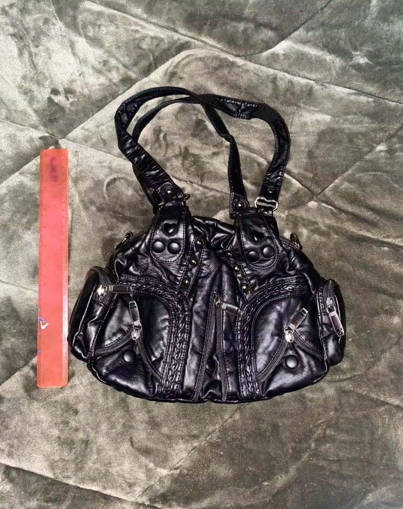 バッグ y2k grunge leather punk hand bag 00s Amazon.com: Y2k Purse Black Punk Shoulder Bag with Silver