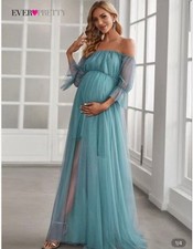 Ever Pretty maternity Sheer Off-Shoulder Double Skirt Maxi dress Size M photos