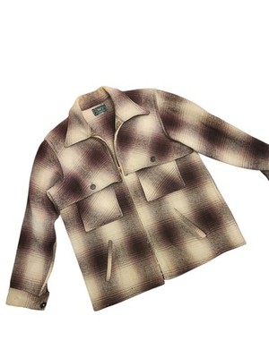 1940s Black Bear Brand Wool Shadow Plaid Cruiser Jacket XL Brown True Vintage