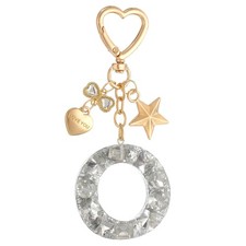 Cute Initial Letter Keychain, Letter O Keychains for Women Girls Bling Silver