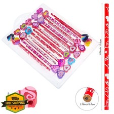 Konsait 24 Valentine Pencils Giant Eraser Heart Star Bag Filler Favor