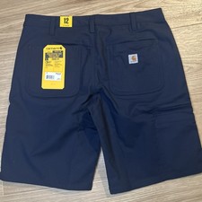 NWT Carhartt Women's Rugged Flex 10" Inseam Navy Canvas Work Shorts Sz 12