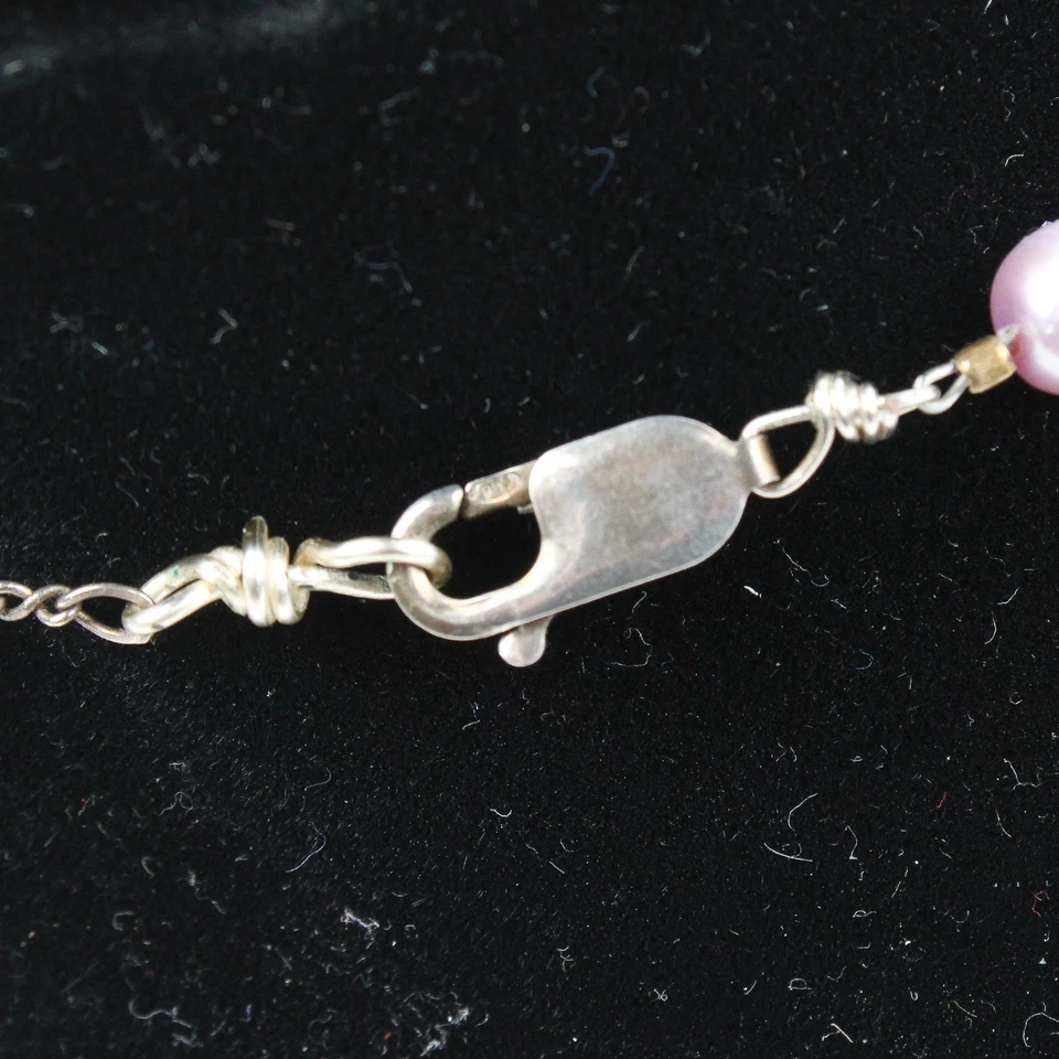 Collana In Perle D'Acqua Dolce Multicolore In Argento Sterling 20" - Immagine 4 di 4