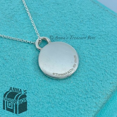 Tiffany & Co. 925 Silver 1837 Blue Enamel Circle 18” Necklace +