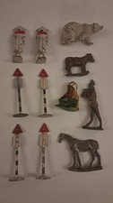 2x Britains lead nurses, 4x Gilco road signs, polar bear, Indian chief, donkey