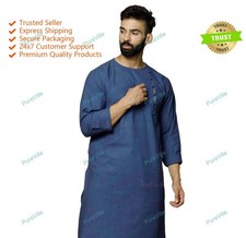 Mens Kurta Wear Cotton Color Blue Kurta Mens Designer Kurta