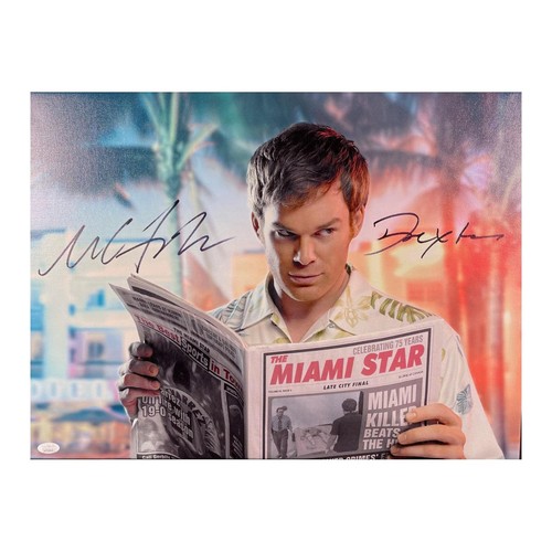 Michael C. Hall Autographed 18x24 Stretched Canvas Dexter Signed JSA COA 5