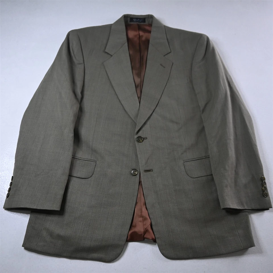 Vtg Ruffini 41R 42R 32x30 Green Glenn Check Wool Mens Jacket Pants Suit - Image 2 of 4