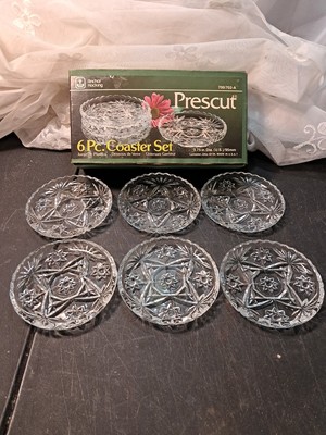 Anchor Hocking Prescut 6 Piece Coaster Set 3.75 Inch Diameter New In Box
