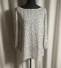 Banana Republic Women's White Black Polka Dot Long Sleeve Blouse Size M