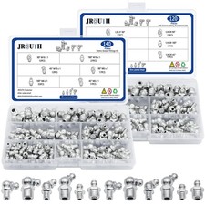 260Pcs SAE & Metric Grease Fittings Kits, 1/4", 1/8", M6, M10, Silver 
