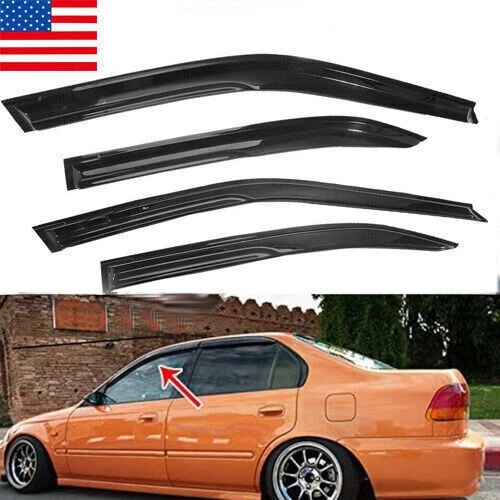 NEW For 1996-2000 Honda Civic Sedan JDM Wavy Mugen Style Window Visor Rain Guar*