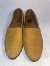L.L.Bean Women  s Suede Slip-On Shoes US 8M Tan Comfort Casual Loafers
