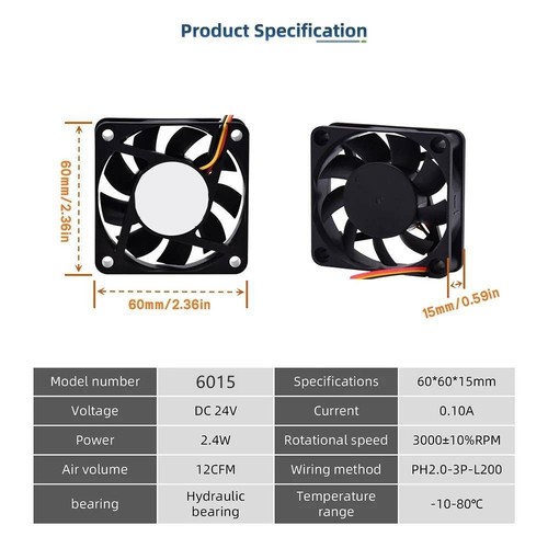 6015 4020 3010 Fan For Creality K1/K1 Max Blower Fan DC 24V Cooling Hotend Fan - Picture 4 of 10