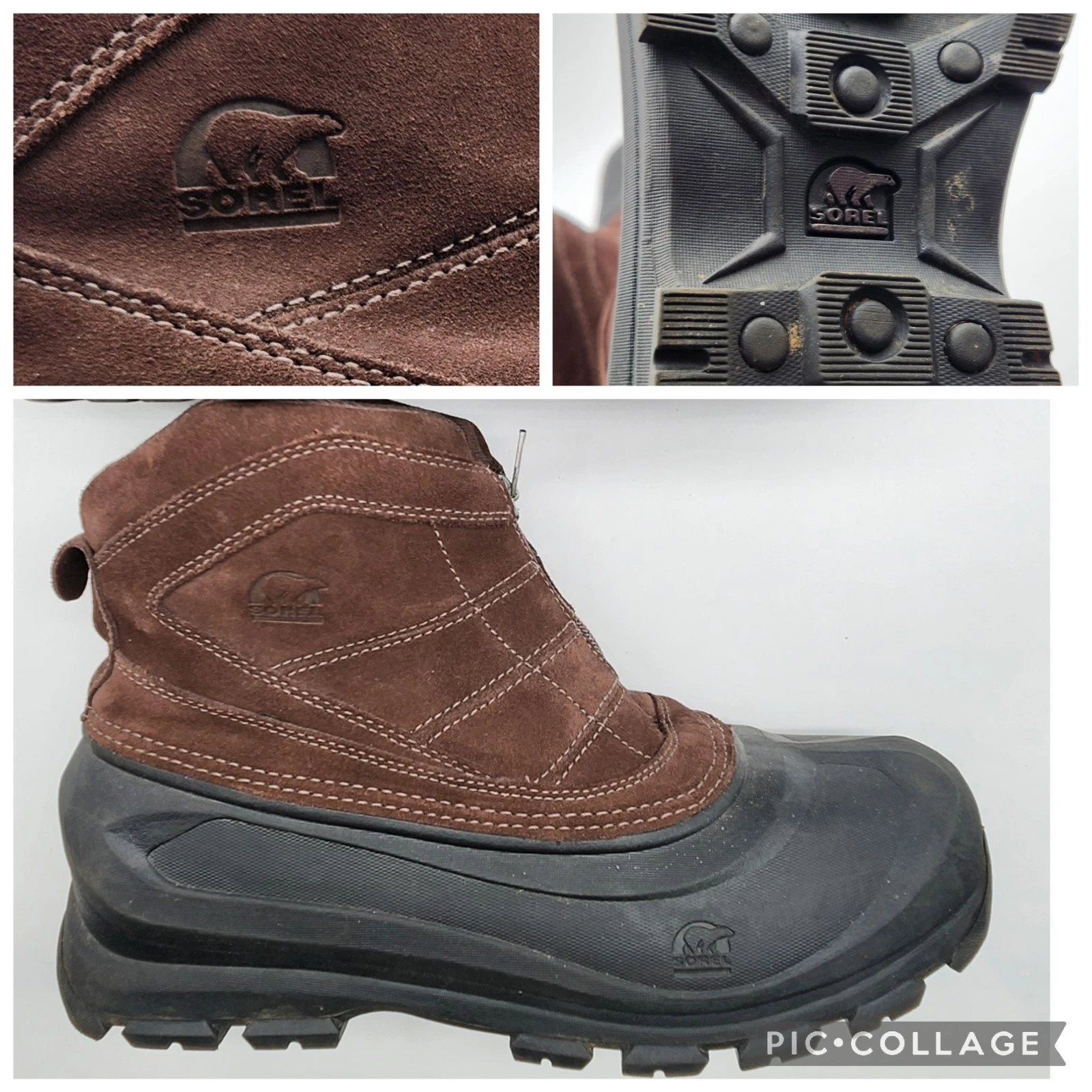 Sorel Cold Mountain Zip Boots Mens Size 9 Brown Thinsulate Winter Snow