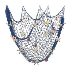 79 x 59 inch Nature Fish Net Wall Decoration with Colorful Sea Shells and 10