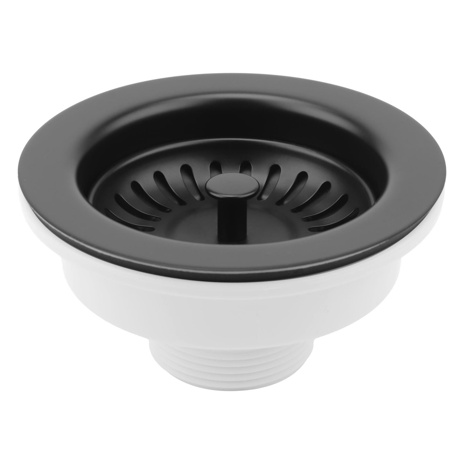 Kitchen Sink Waste Black Replacement 90mm With Strainer Basket