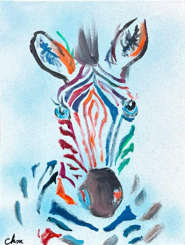 Arte abstracto colorido firmado a mano expresionismo original 12 X 16 CHM Foto 2 de 4