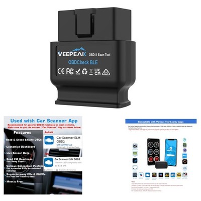 OBDII Bluetooth Scanner for iOS Android Car Engine Code Reader Diagnostic Tool