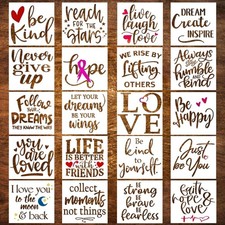 20 Piece Inspirational Stencil Set for Painting on Wood  Canvas - Reusable Quot
