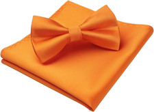 Bow Ties for Men Solid Color Pre-Tie Bow Tie and Pocket Square Set Classic Forma