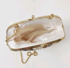 Vintage Small Beaded Clutch Handbag Evening Purse Hong Kong Kiss Lock Crossbody