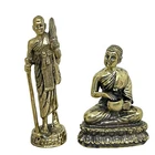 Phra Sivali Upagupta Upakut Prosperity Buddha Thai Amulet Mini Brass Statue Set