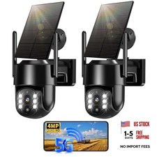Solar Security Cameras Wireless Outdoor, 5G/2.4G Solar WiFi Black Two Cam