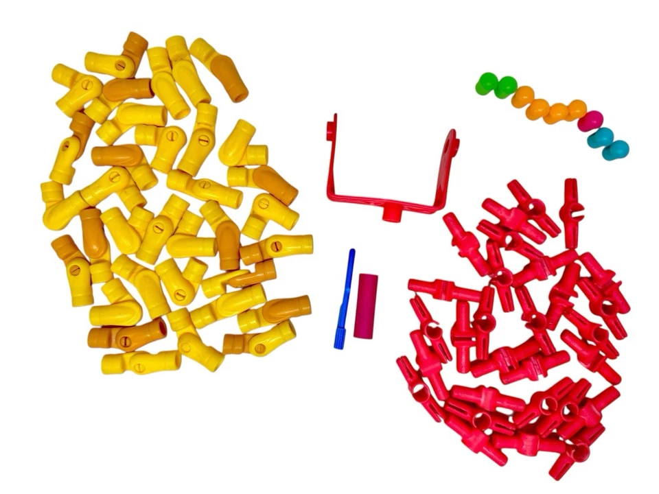 Tinkertoy Yellow Elbow Angle Hinges Red Connector Clips 72 Pc.Replacement Parts - Image 2 of 4